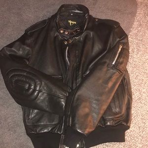 Black Leather 80’s Bomber Jacket (Vintage)